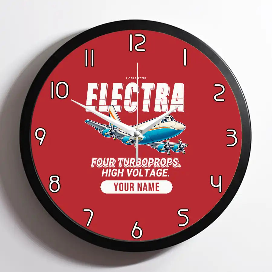 L-188 Electra - Cartoon + Name - Framed - Red
