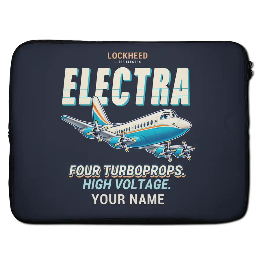 L-188 Electra - Cartoon + Name - Laptop Sleeve