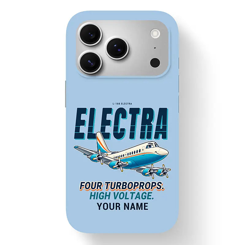 L-188 Electra - Cartoon + Name - MagSafe iPhone 17 Pro - Light Blue