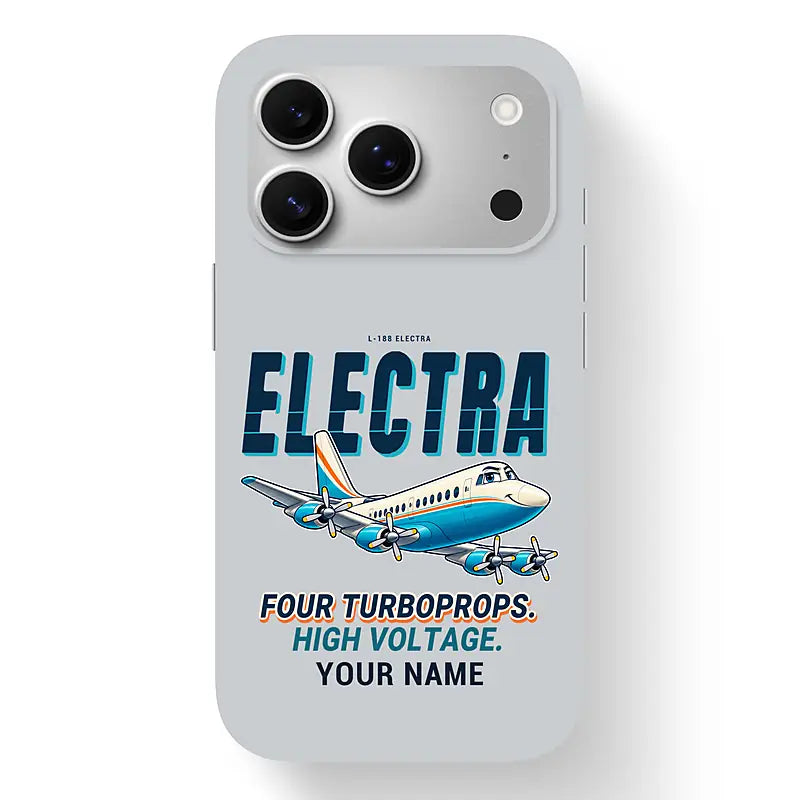 L-188 Electra - Cartoon + Name - MagSafe iPhone 17 Pro - Light Gray