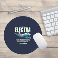 Thumbnail for L-188 Electra - Cartoon + Name - Round Mouse Pad - Navy Blue