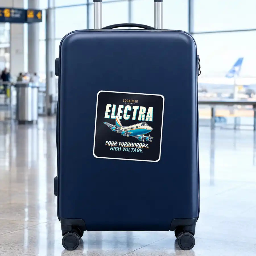 L-188 Electra - Cartoon - Square Sticker - Suitcase