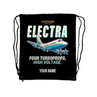Thumbnail for L-188 Electra - Drawstring Bag - Cartoon + Name - Black