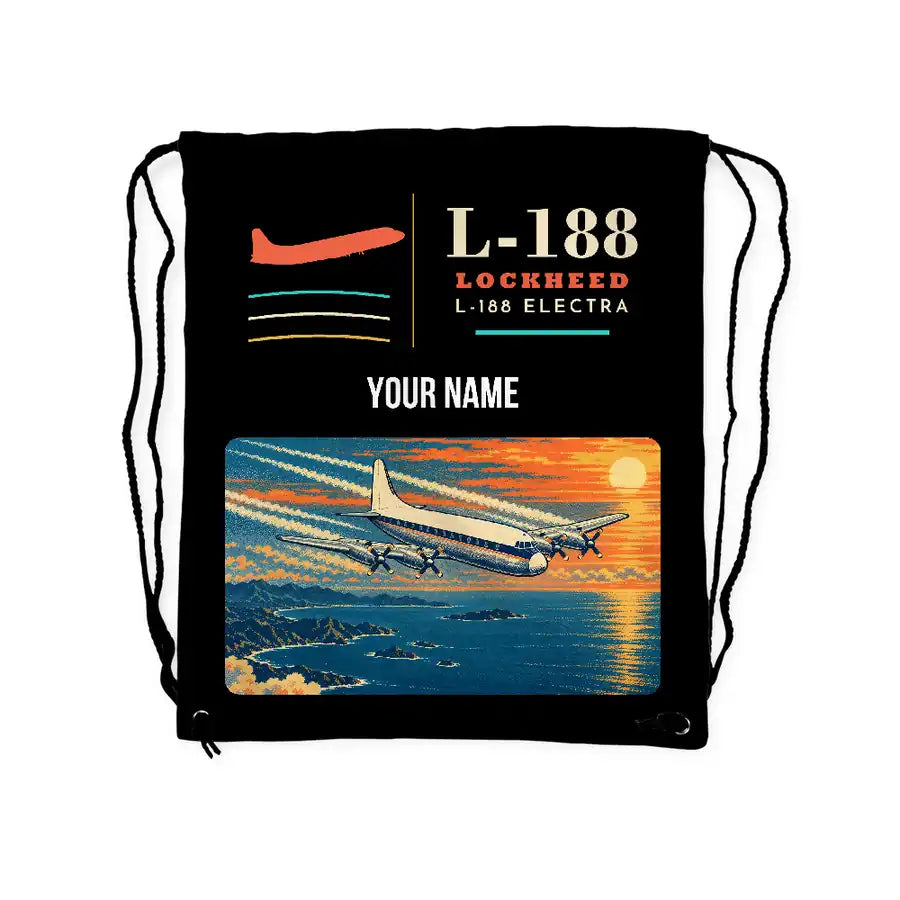 L-188 Electra - Drawstring Bag - Classic + Name - Black