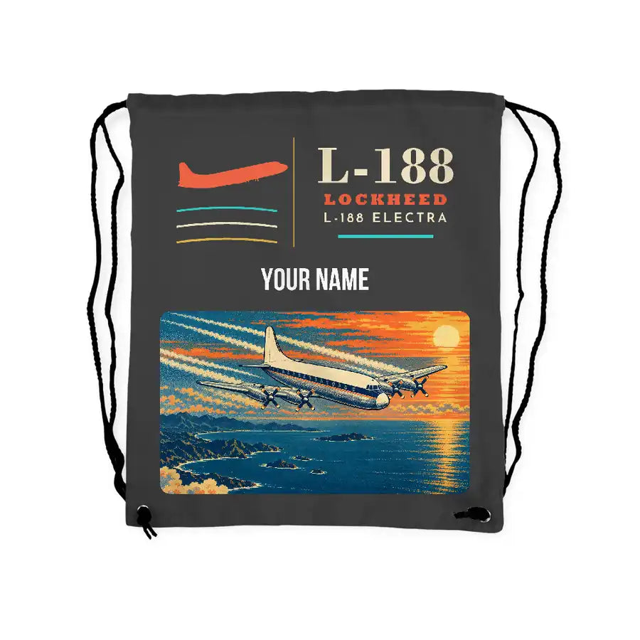L-188 Electra - Drawstring Bag - Classic + Name - Gray
