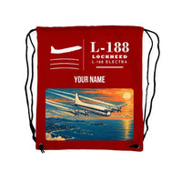 Thumbnail for L-188 Electra - Drawstring Bag - Classic + Name - Red