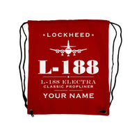 Thumbnail for L-188 Electra - Drawstring Bag - Heritage + Name - Red