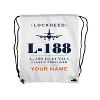 Thumbnail for L-188 Electra - Drawstring Bag - Heritage + Name - White