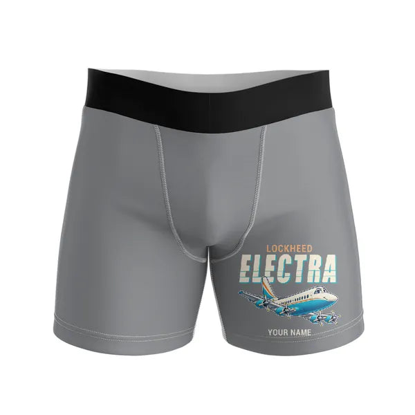 L-188 Electra - Men Boxers - Cartoon + Name - Gray