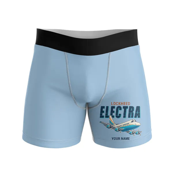 L-188 Electra - Men Boxers - Cartoon + Name - Light Blue