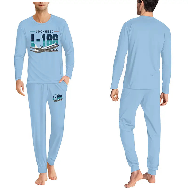 L-188 Electra - Men Pajamas - Original Chest - Light Blue