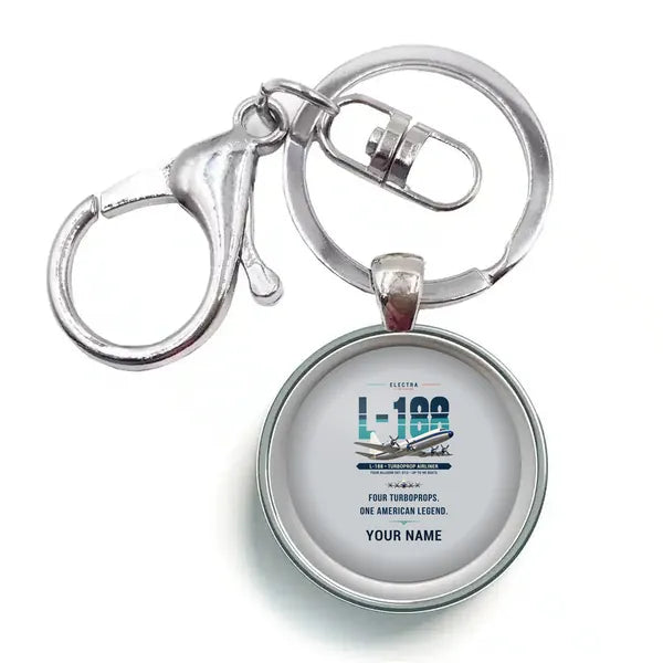 L-188 Electra - Original + Name - Circle Key Chain - Light Gray