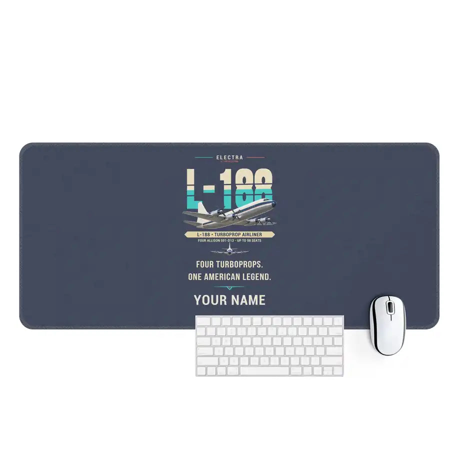 L-188 Electra - Original + Name - Desk Mat - Navy Blue
