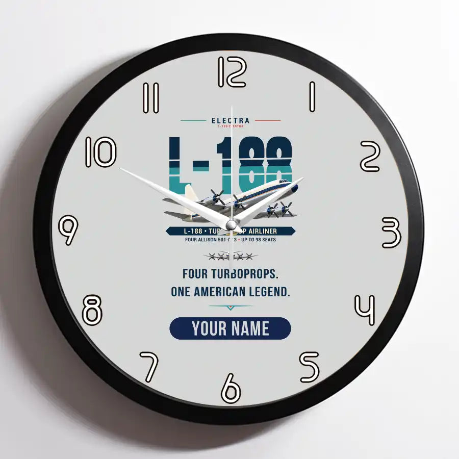 L-188 Electra - Original + Name - Framed - Light Gray