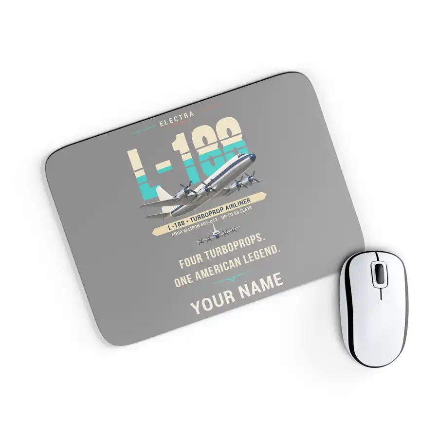 L-188 Electra - Original + Name - Mouse Pad - Gray