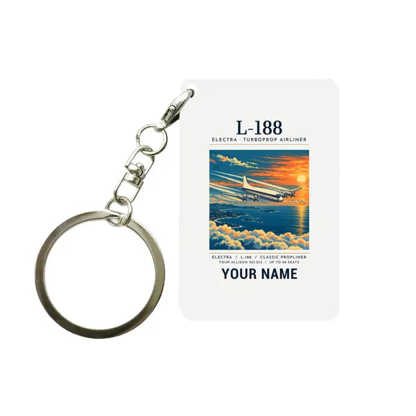 L-188 Electra - Poster + Name - Key Chain - White
