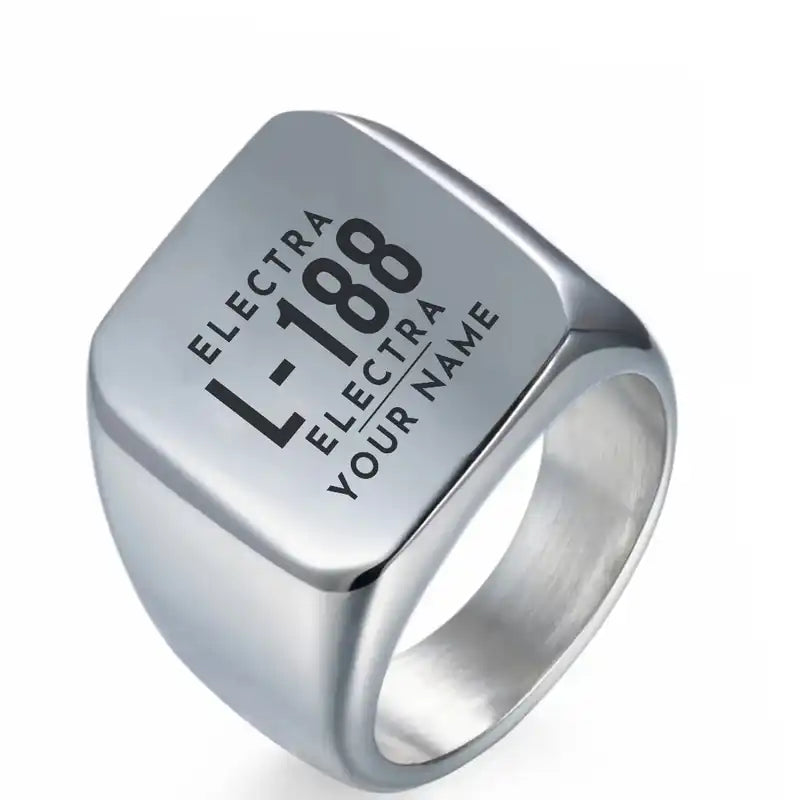 L-188 Electra - Ring - Tag + Name - Silver