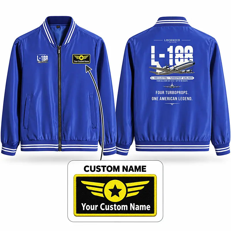 L-188 Electra Stylish Jackets - Baseball Collar - Original + Name - Royal Blue