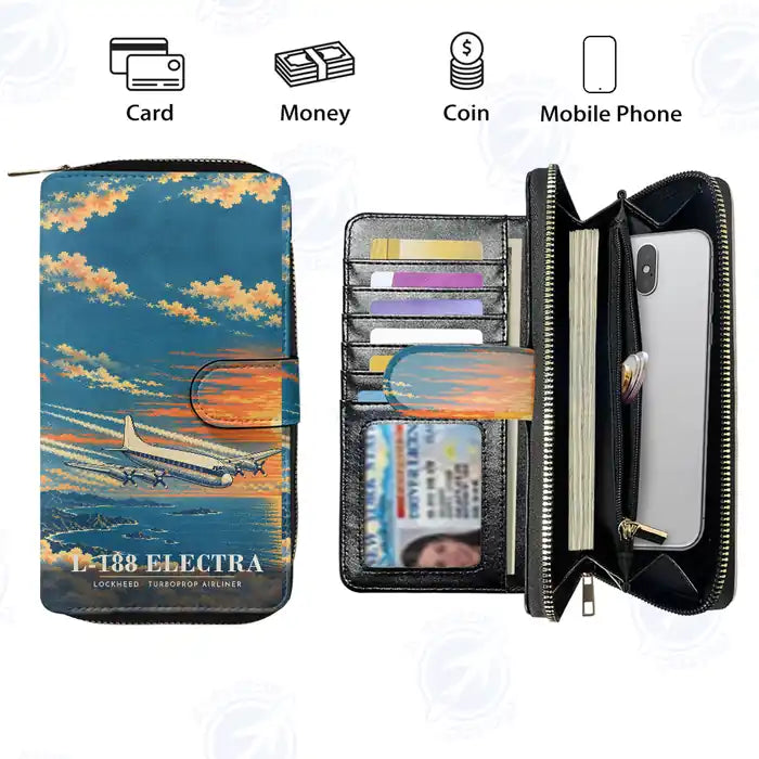L-188 Electra Leather Wallets - Zip Long Wallet - 3D