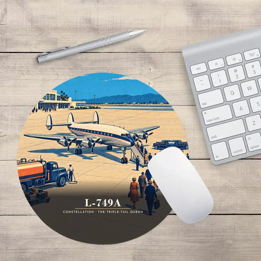 L-749A Constellation - 3D - Round Mouse Pad - Full Print