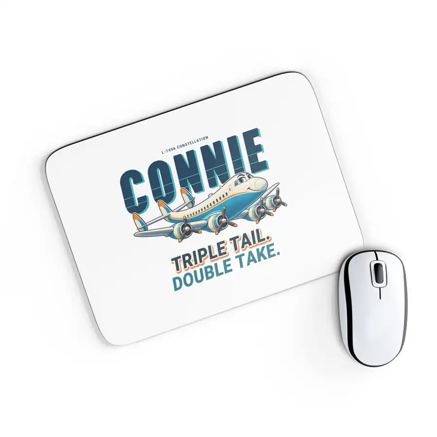 L-749A Constellation - Cartoon - Mouse Pad - White