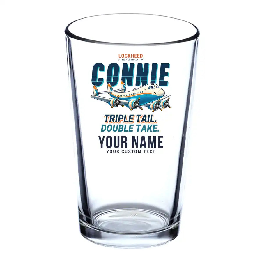 L-749A Constellation - Cartoon + Name - Beer & Water Glass