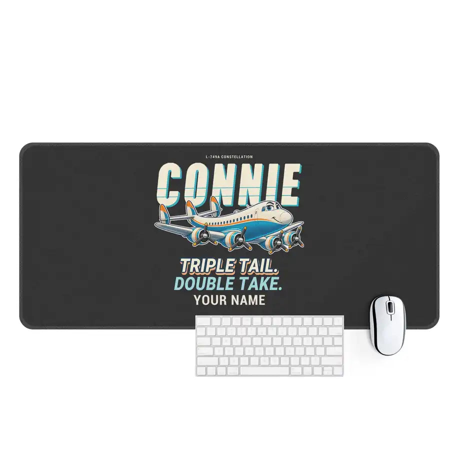 L-749A Constellation - Cartoon + Name - Desk Mat - Black