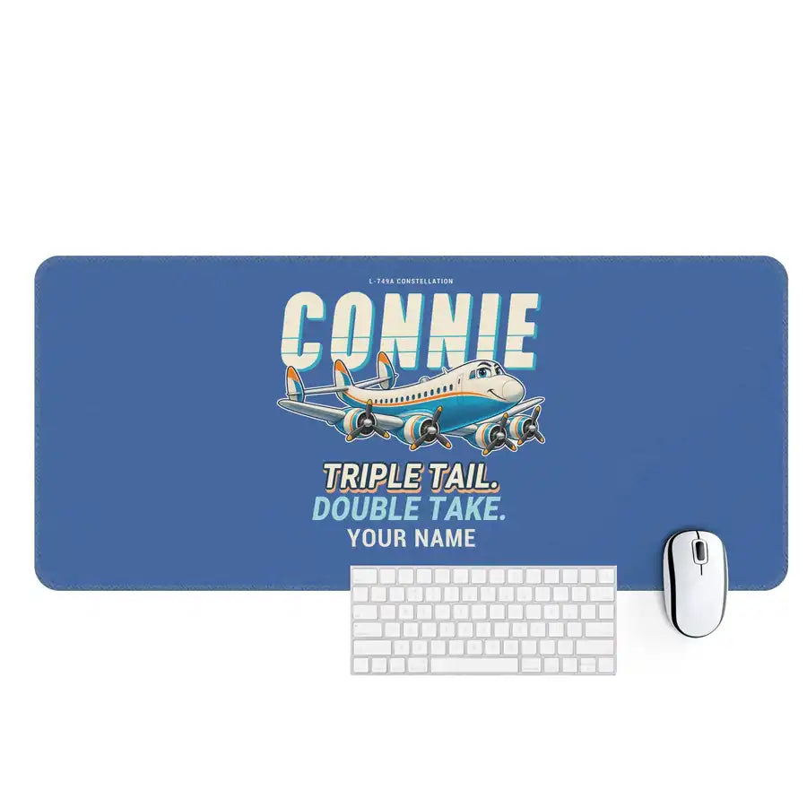 L-749A Constellation - Cartoon + Name - Desk Mat - Blue