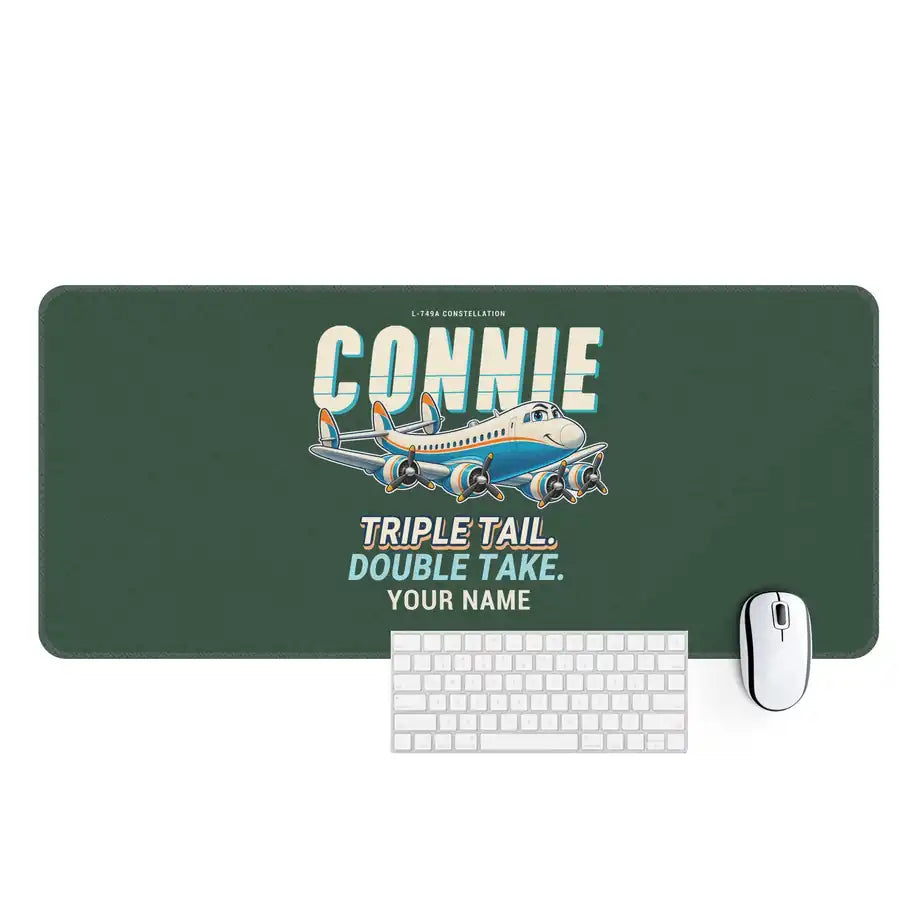 L-749A Constellation - Cartoon + Name - Desk Mat - Dark Green