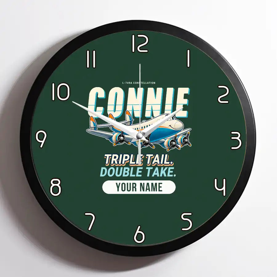 L-749A Constellation - Cartoon + Name - Framed - Dark Green