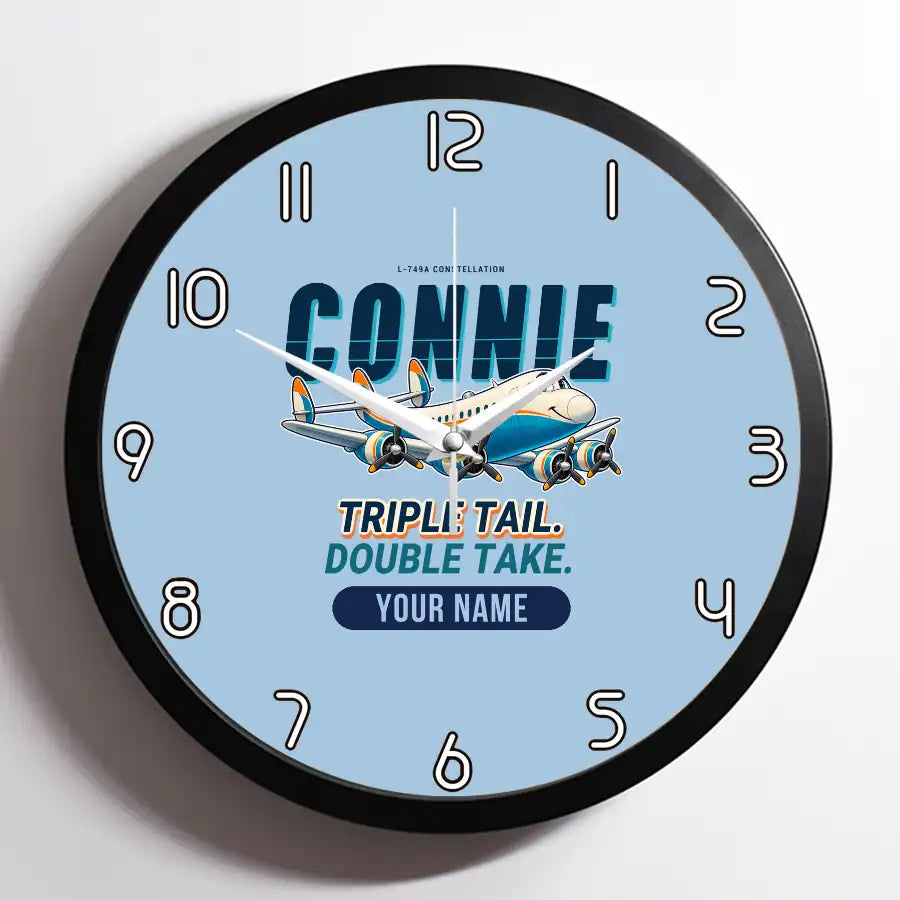 L-749A Constellation - Cartoon + Name - Framed - Light Blue