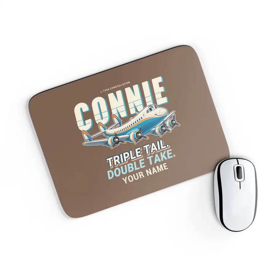 L-749A Constellation - Cartoon + Name - Mouse Pad - Brown