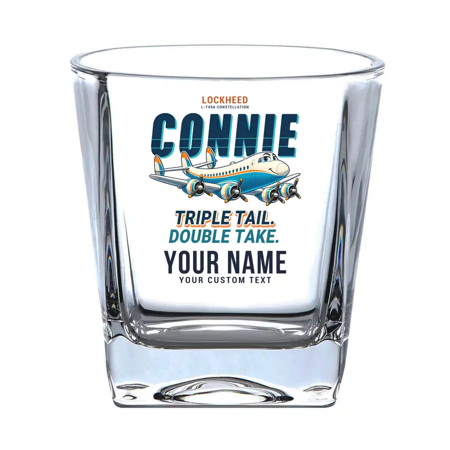 L-749A Constellation - Cartoon + Name - Whiskey Glass
