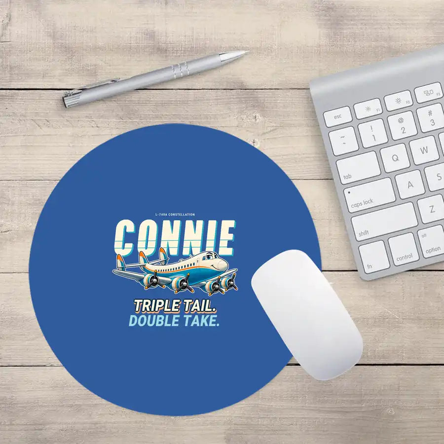 L-749A Constellation - Cartoon - Round Mouse Pad - Blue