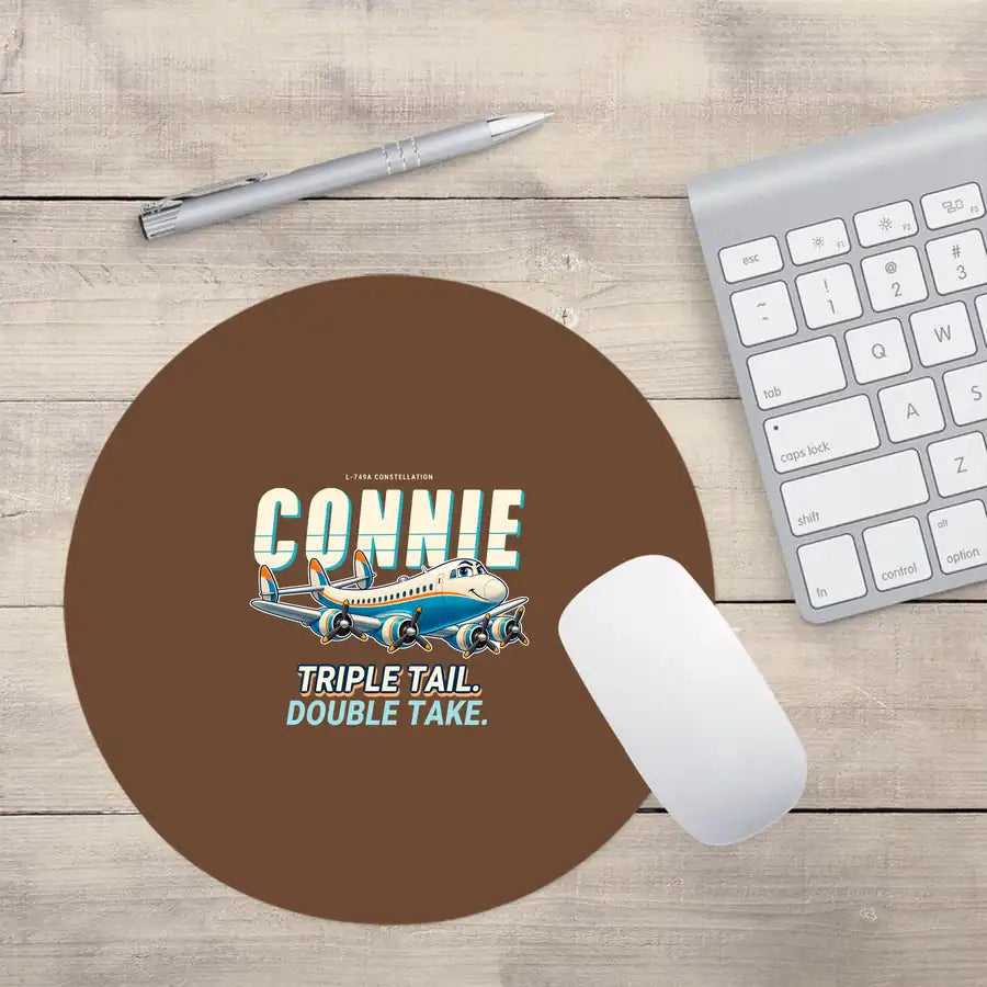 L-749A Constellation - Cartoon - Round Mouse Pad - Brown