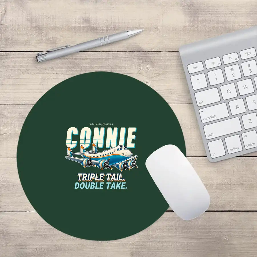 L-749A Constellation - Cartoon - Round Mouse Pad - Dark Green