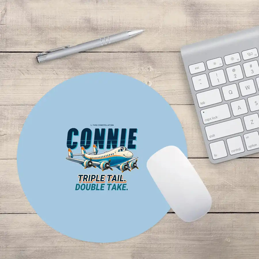 L-749A Constellation - Cartoon - Round Mouse Pad - Light Blue