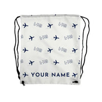 Thumbnail for L-749A Constellation - Drawstring Bag - 3D Pattern + Name - White