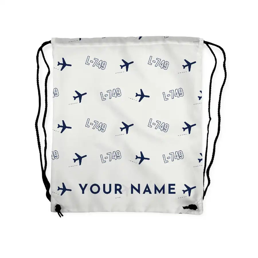 L-749A Constellation - Drawstring Bag - 3D Pattern + Name - White