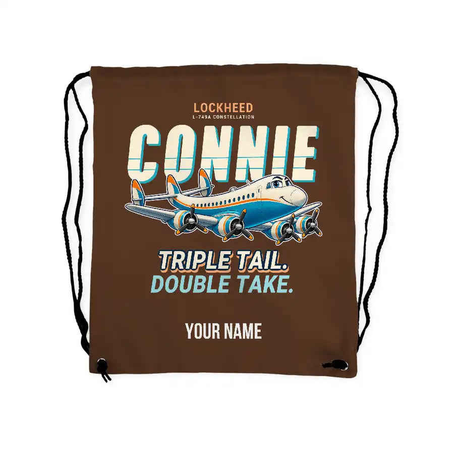 L-749A Constellation - Drawstring Bag - Cartoon + Name - Brown