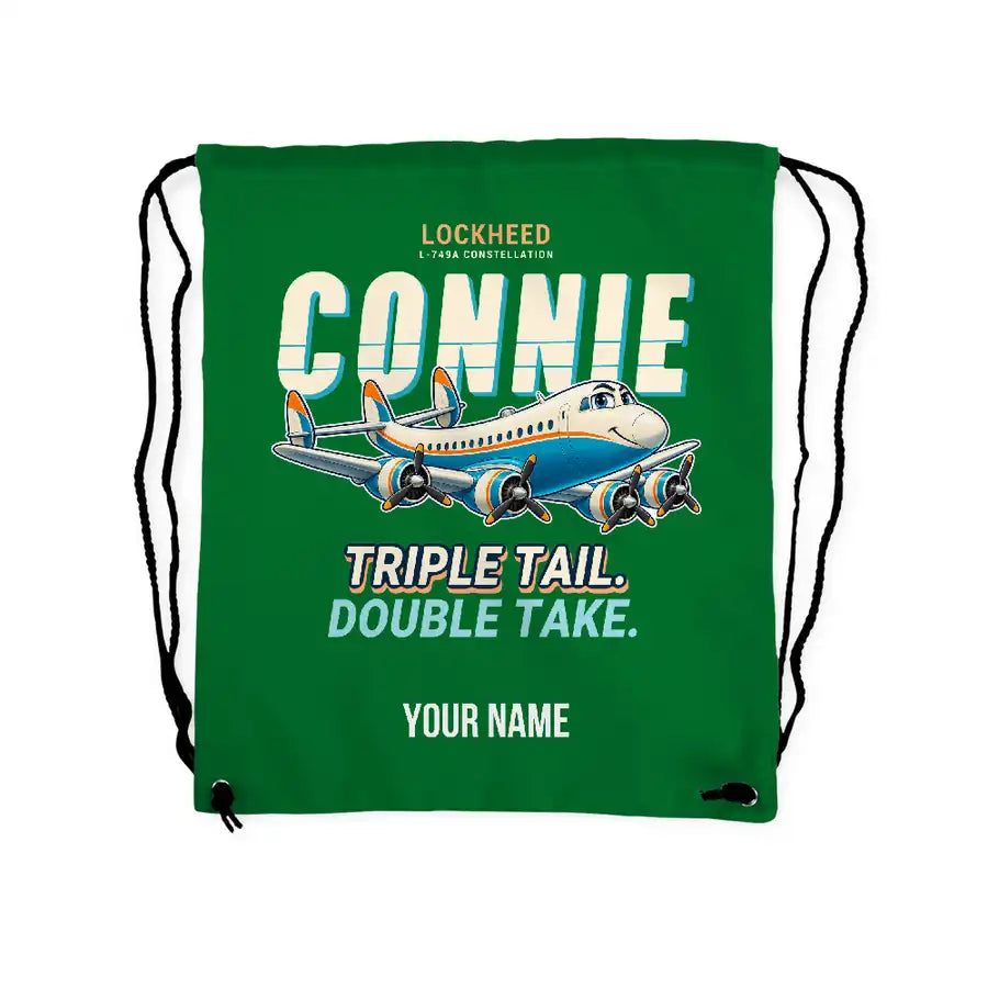 L-749A Constellation - Drawstring Bag - Cartoon + Name - Green
