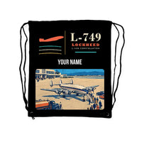 Thumbnail for L-749A Constellation - Drawstring Bag - Classic + Name - Black