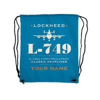 Thumbnail for L-749A Constellation - Drawstring Bag - Heritage + Name - Light Blue