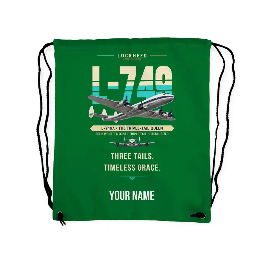 L-749A Constellation - Drawstring Bag - Original + Name - Green