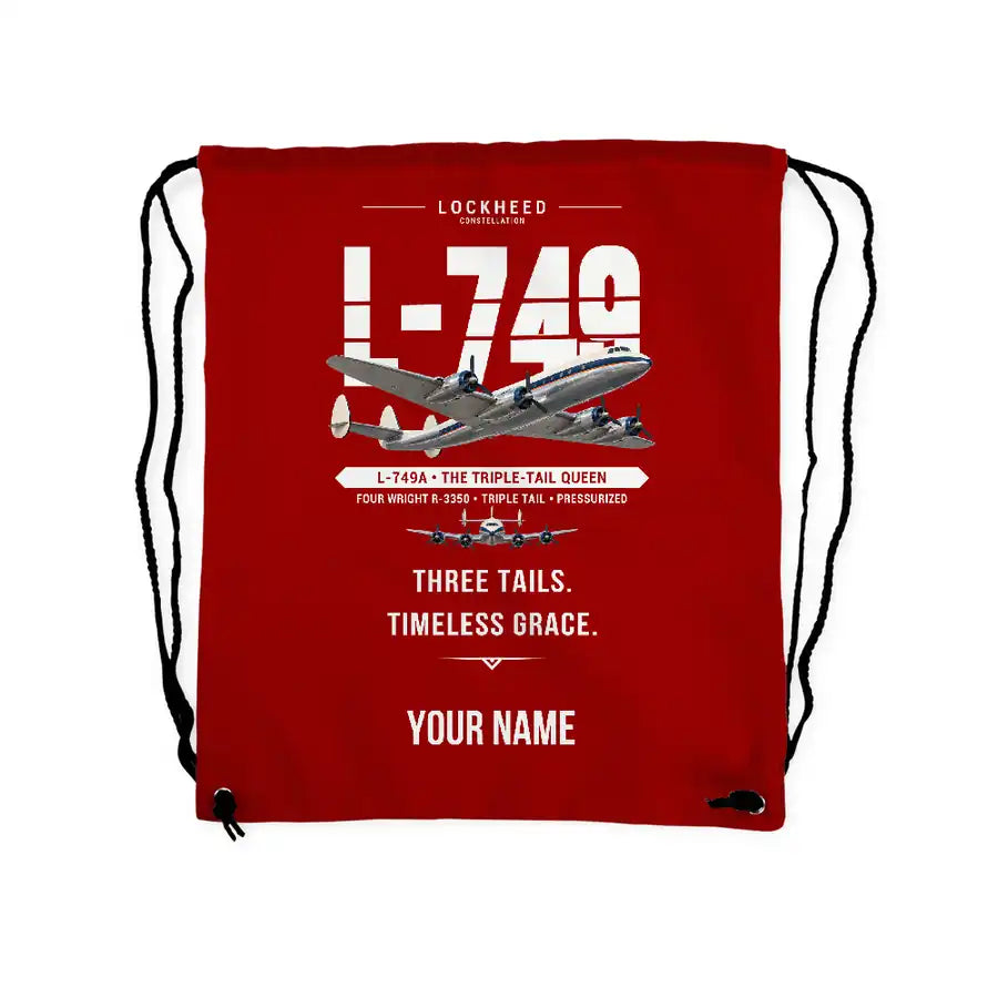 L-749A Constellation - Drawstring Bag - Original + Name - Red