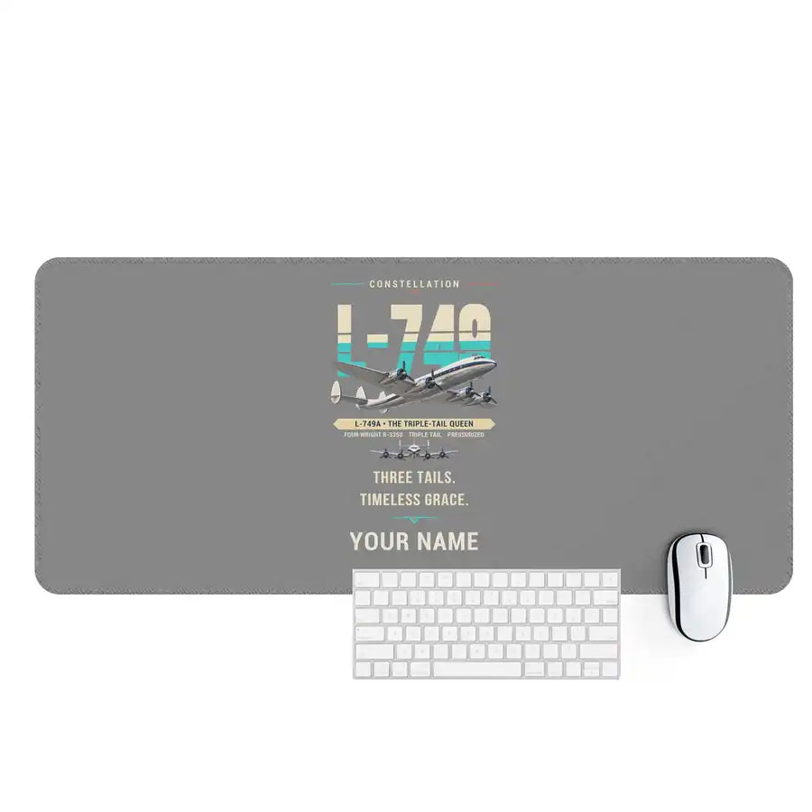 L-749A Constellation - Original + Name - Desk Mat - Gray