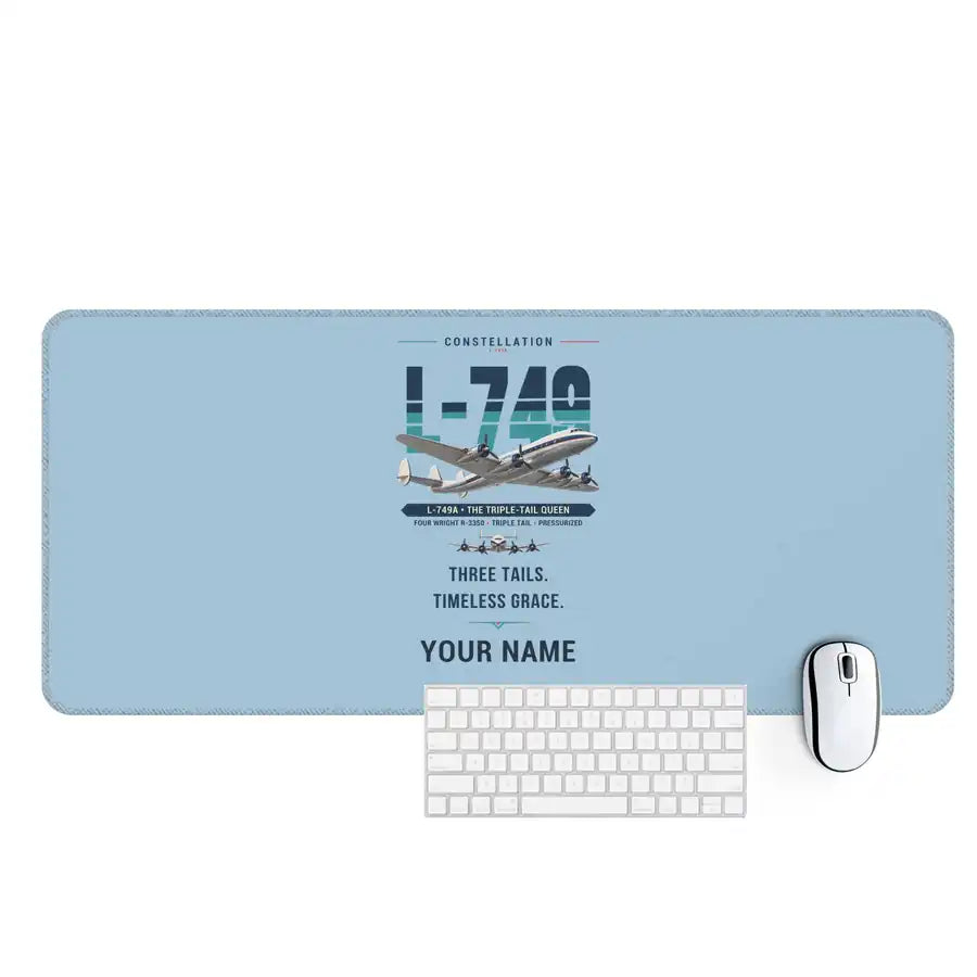 L-749A Constellation - Original + Name - Desk Mat - Light Blue