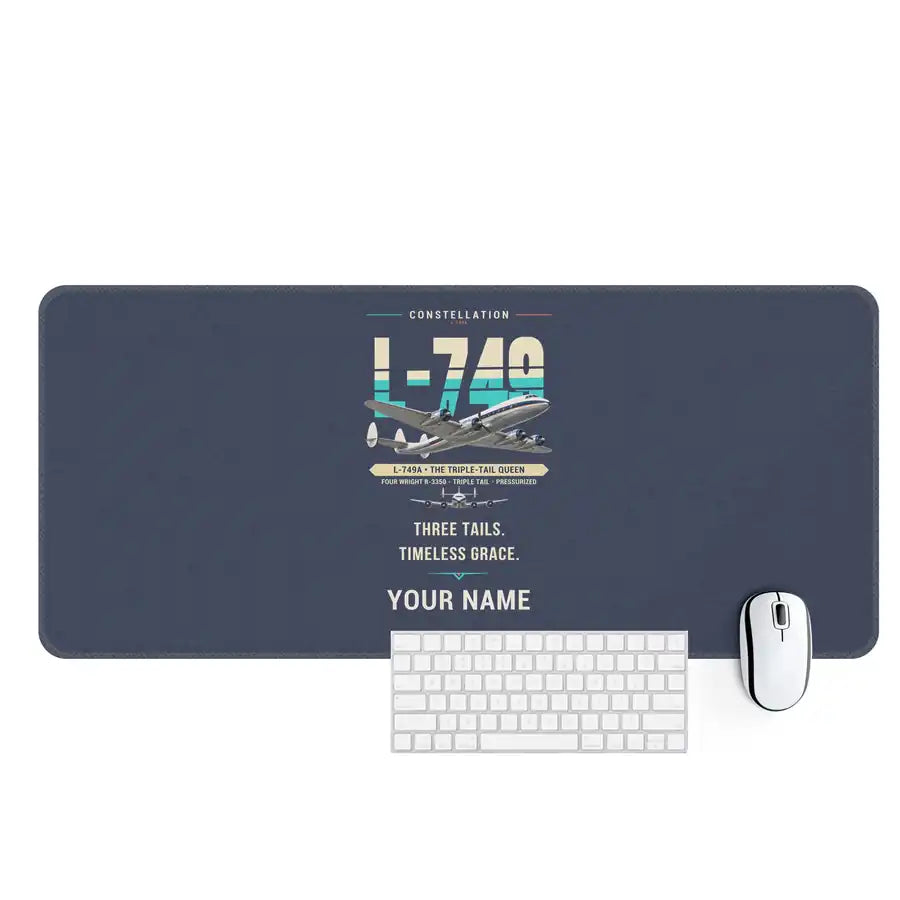 L-749A Constellation - Original + Name - Desk Mat - Navy Blue