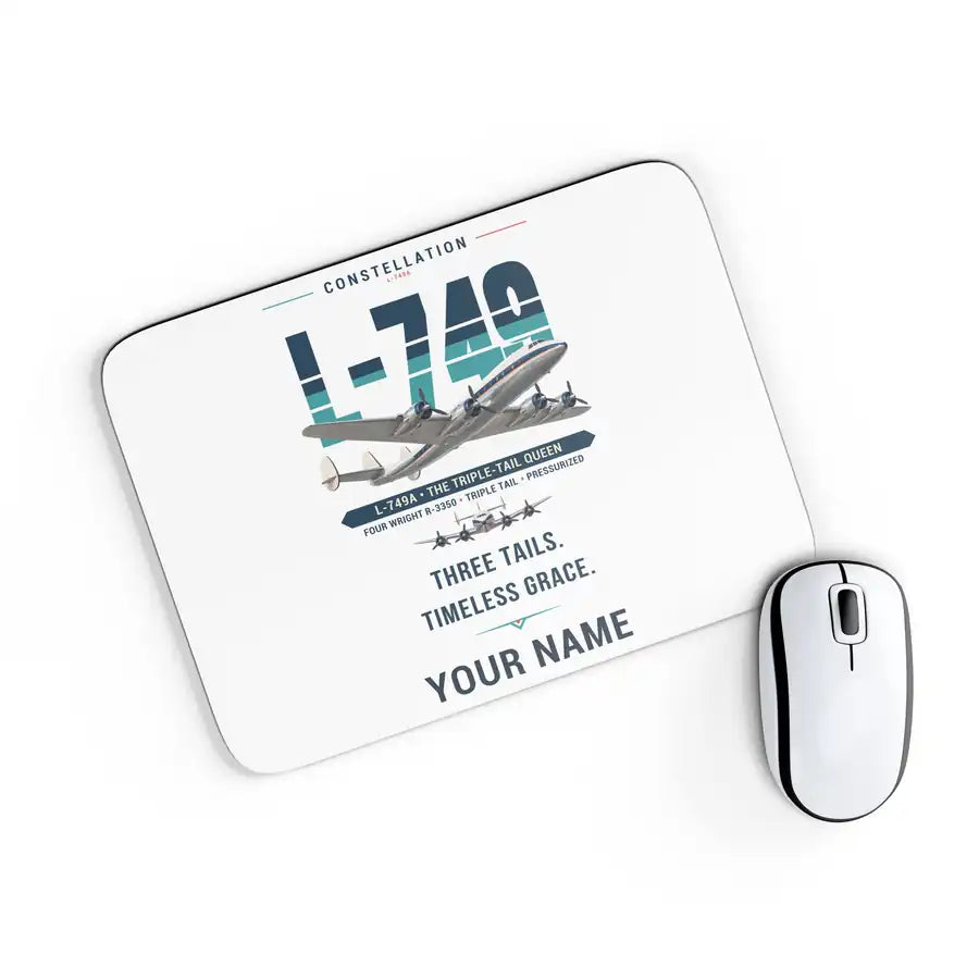 L-749A Constellation - Original + Name - Mouse Pad - White