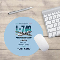 Thumbnail for L-749A Constellation - Original + Name - Round Mouse Pad - Light Blue